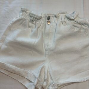 Kids White Denim Shorts